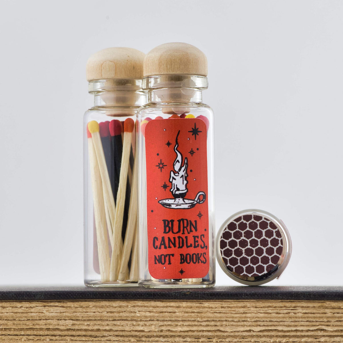Wooden Matchsticks in Glass Bottle- White Tips by Abboo Candle Co