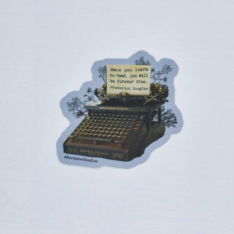 Vintage Typewriter / Frederick Douglas Quote / bookish vinyl sticker