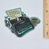 Typewriter and Tea Cup / C.S. Lewis / bookish vinyl sticker