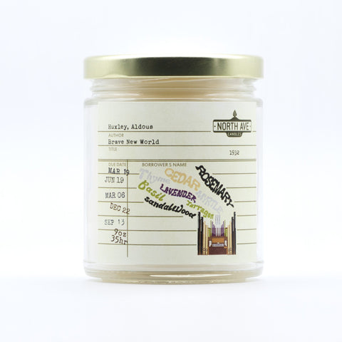 Candle of the Month / Cedar, Rosemary, Lavender, Basil / inspired by Brave New World