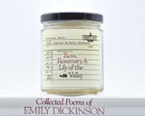 Candle of the Month / Rose, Rosemary, & Lily of the Valley, inspired by Emily Dickinson