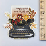 Floral Typewriter / Mary Shelley Quote /  vinyl bookish sticker