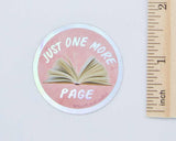 Just One More Page / book themed vinyl sticker
